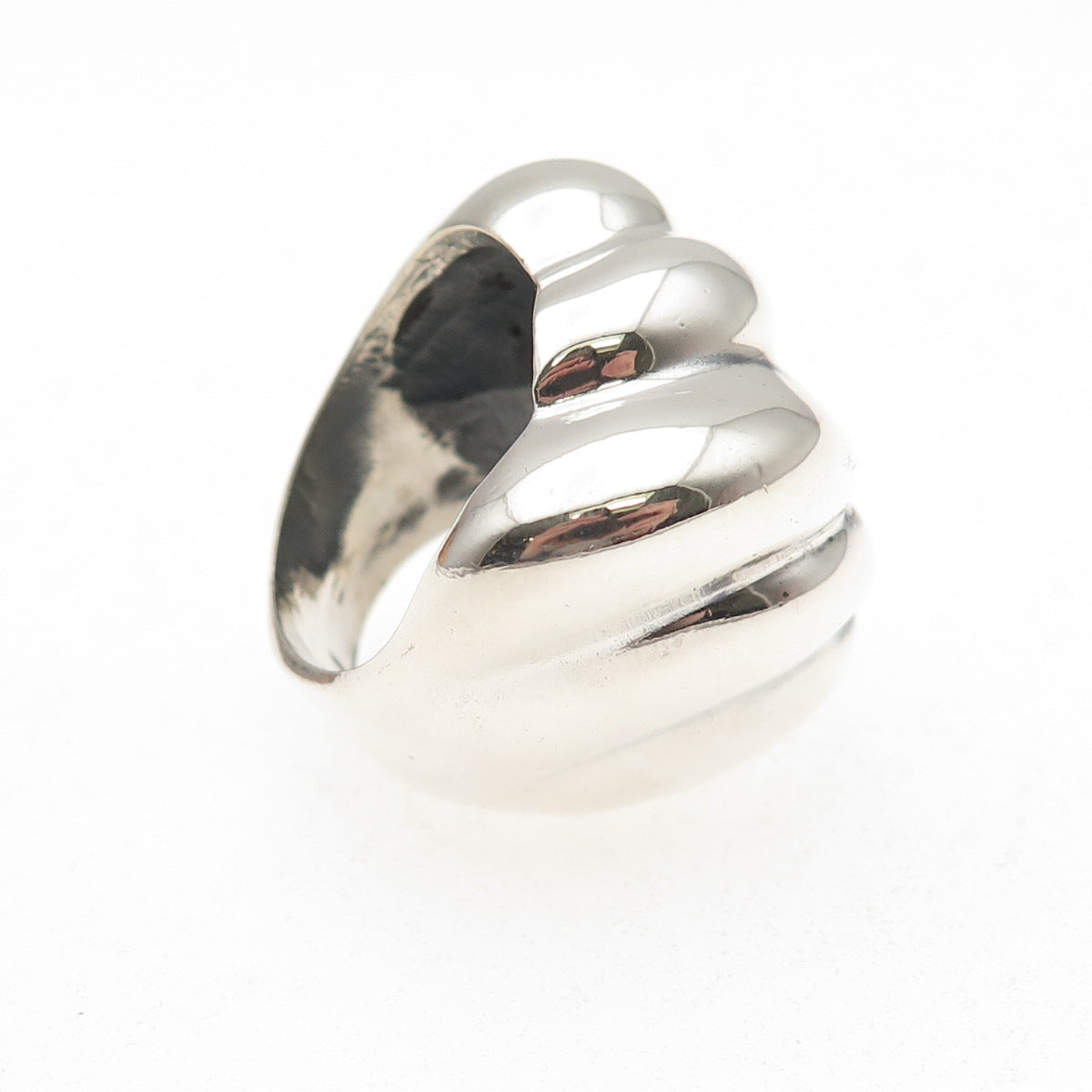 925 Sterling Silver Vintage Mexico Modernist Oxidized Ring Size 7.5