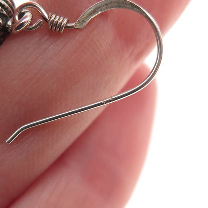 925 Sterling Silver Vintage Armadillo Oxidized Dangle Earrings