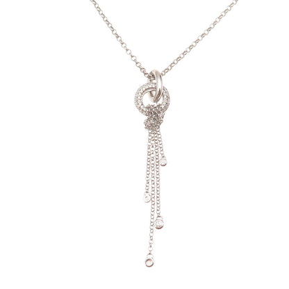Esprit 925 Sterling Silver Round-Cut C Z Tassel Rolo Chain Necklace 18"