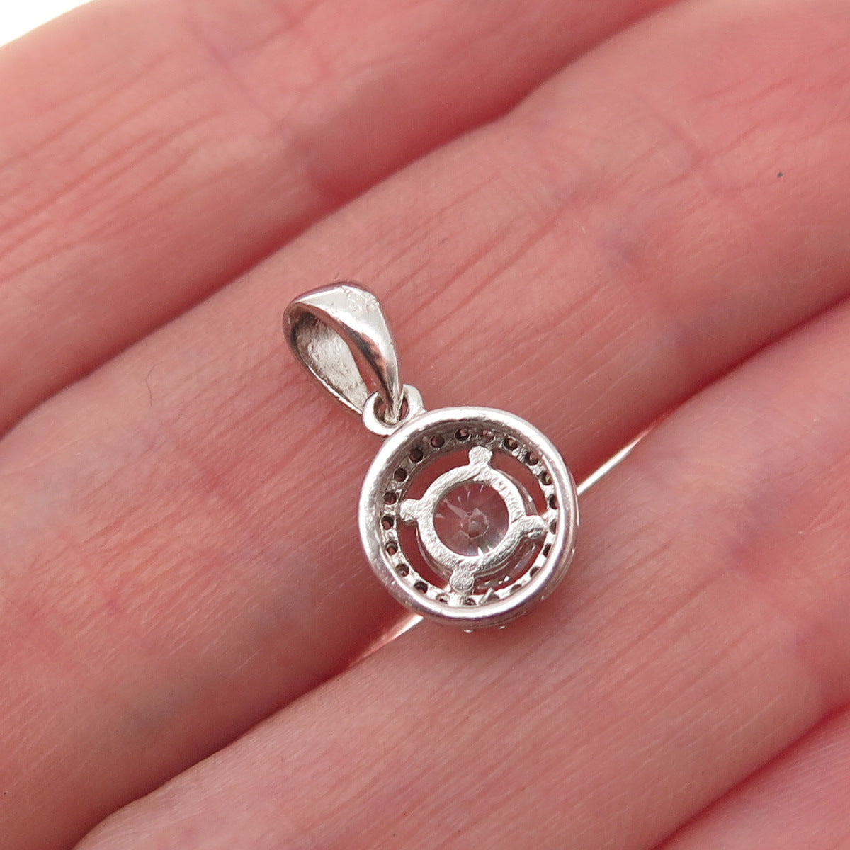 925 Sterling Silver Round-Cut C Z Mini Charm Pendant