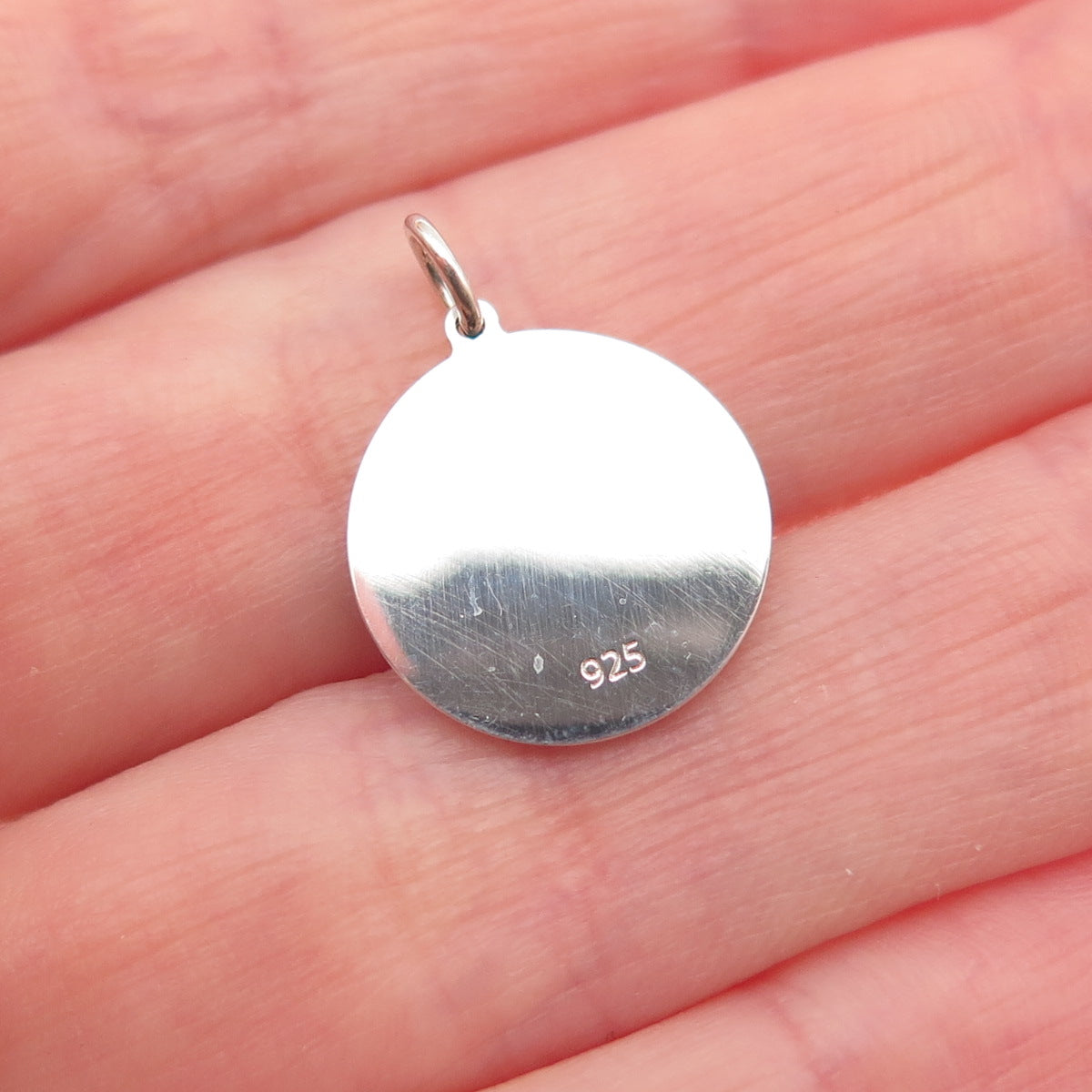 925 Sterling Silver Blue Enamel Taurus Zodiac Round Tag Mini Charm Pendant