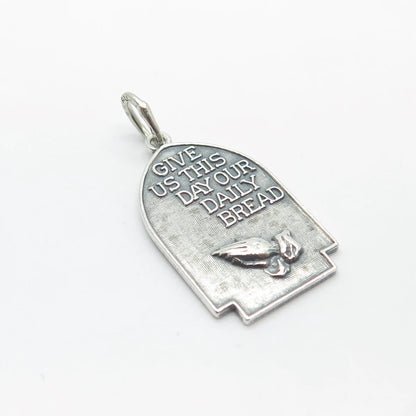 925 Sterling Silver Vintage Beau "Give Us This Day Our Daily Bread" Pendant