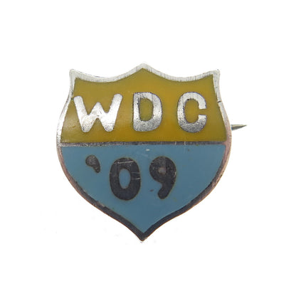 BASTIAN BROTHERS 925 Sterling Silver Antique Enamel 1909 WDC University Brooch