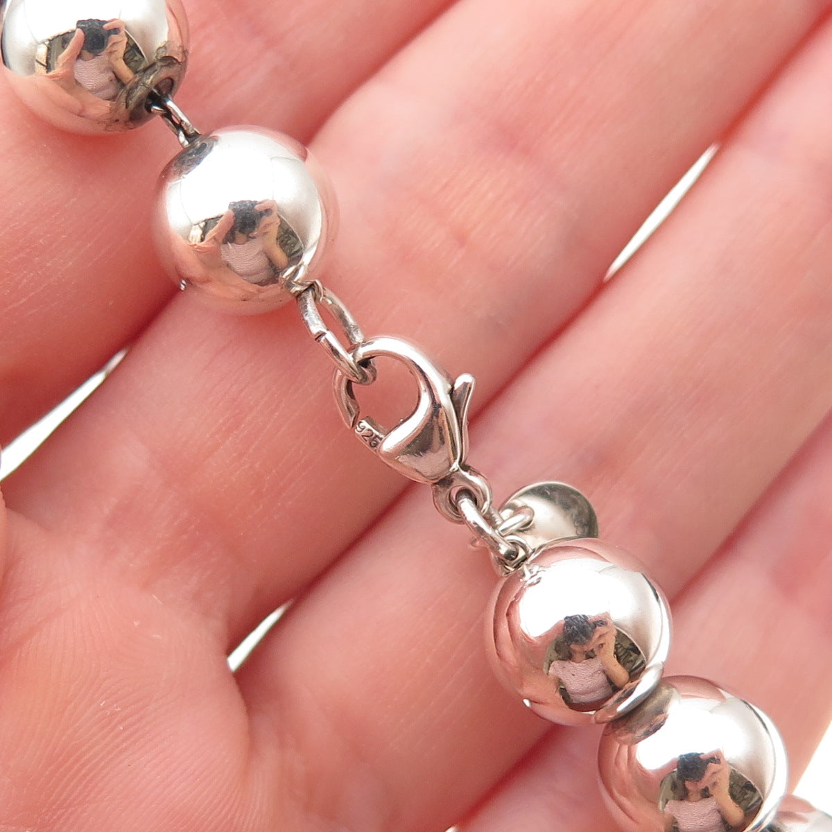 Tiffany & Co. 925 Sterling Silver Vintage HardWear Ball Beaded Bracelet 6.5"