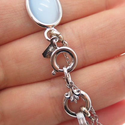 AMCO 925 Sterling Silver Antique Art Deco Apalite Bracelet 7.25"