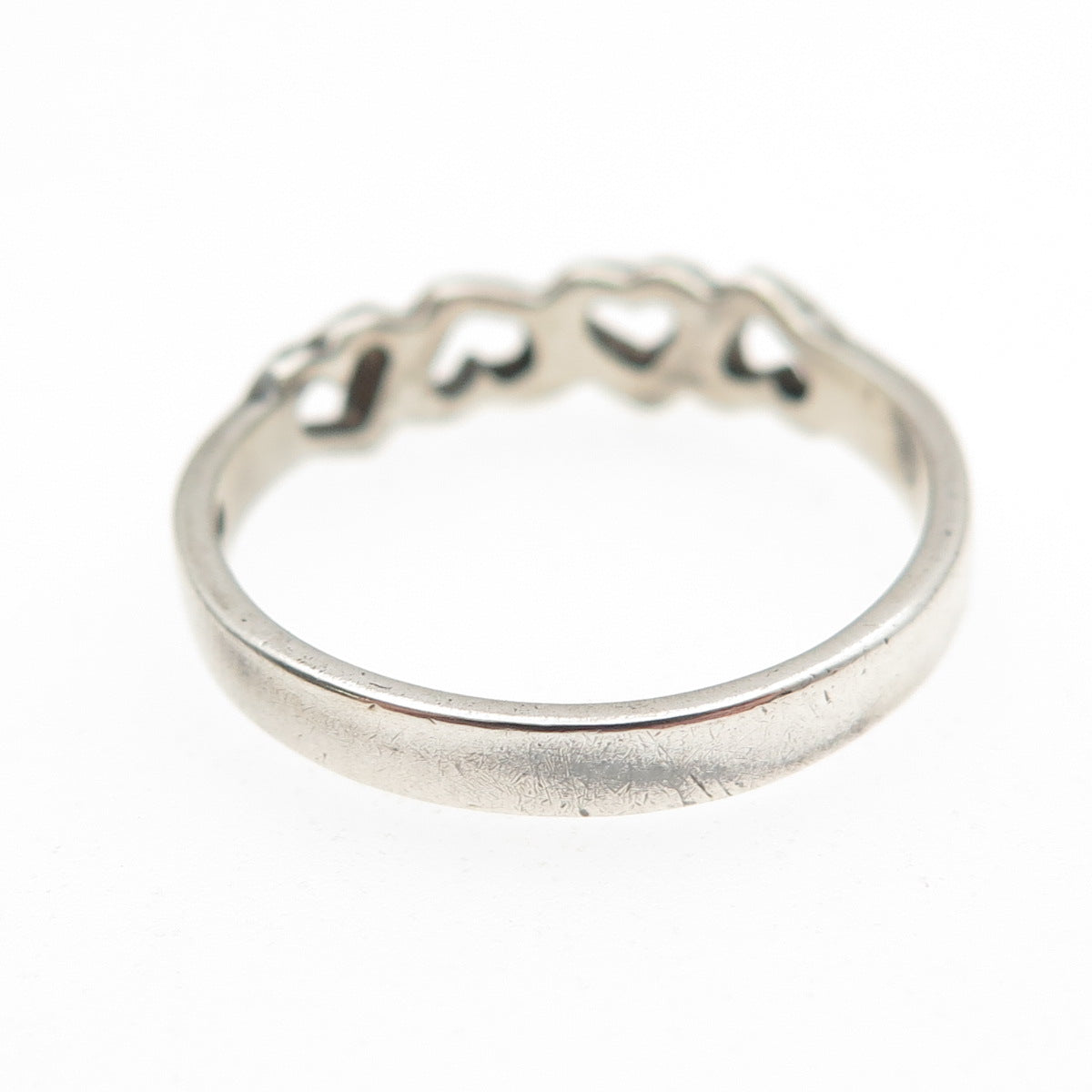 925 Sterling Silver Vintage Heart Link Oxidized Band Ring Size 7
