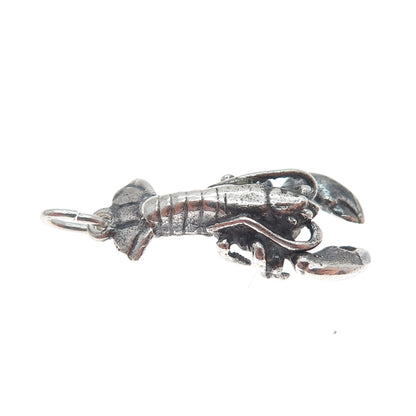 925 Sterling Silver Vintage Lobster Oxidized Minimalist Charm Pendant