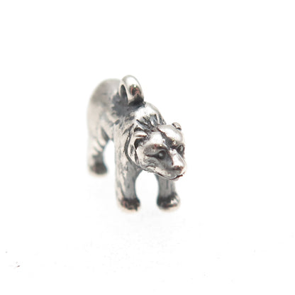 925 Sterling Silver Vintage Bear Oxidized 3D Mini Charm Pendant