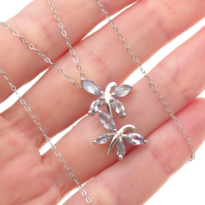 Chuck Clemency 925 Sterling Silver Real Tanzanite Butterfly Chain Necklace 20"