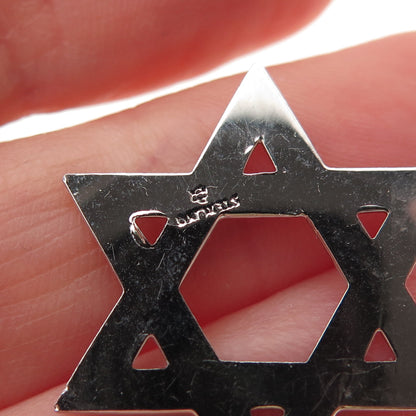 925 Sterling Silver Vintage Star of David Charm Pendant