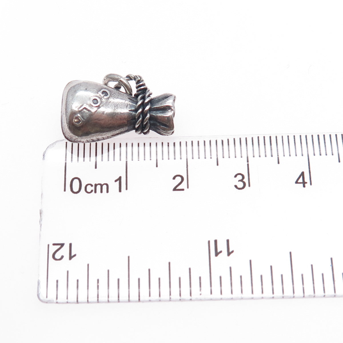 925 Sterling Silver Antique Art Deco Gold Bag Oxidized Minimalist Charm Pendant