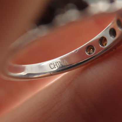 925 Sterling Silver Real Round-Cut Cognac Diamond Half Eternity Ring Size 5