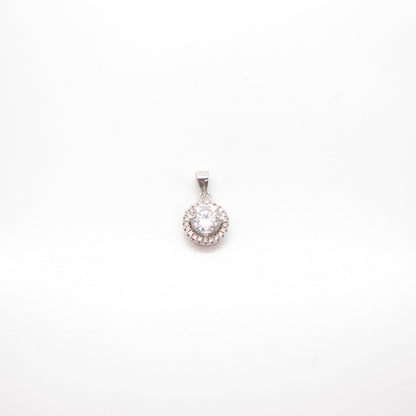 925 Sterling Silver C Z Round Charm Pendant