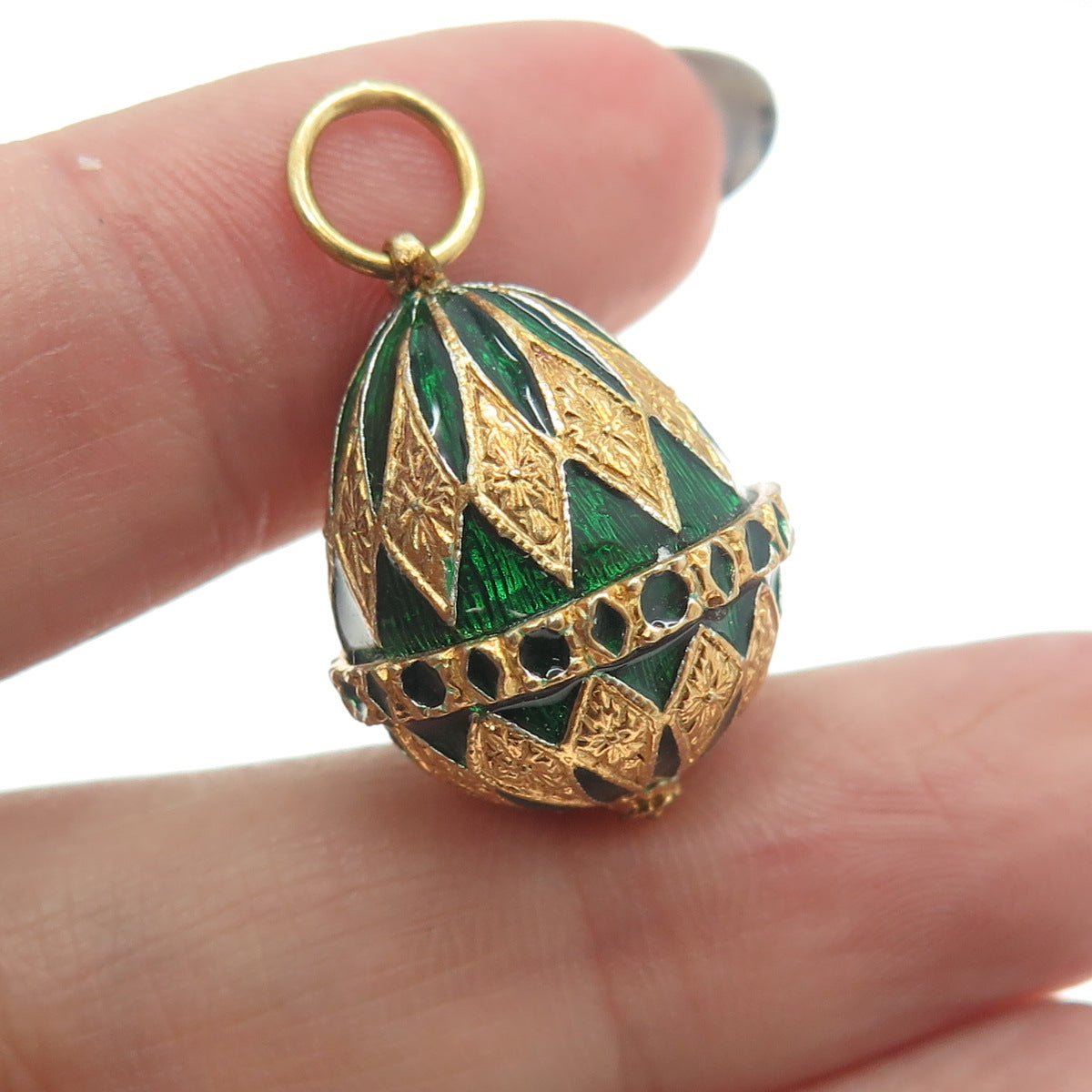 RAFKA Retired 925 Sterling Silver Vermeil Enamel Royal Easter Egg Charm Pendant