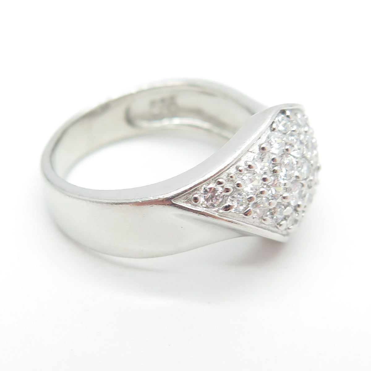 925 Sterling Silver Pave C Z Ring Size 8.25