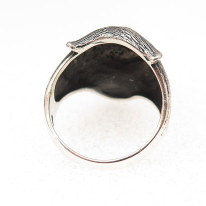 925 Sterling Silver Vintage Puma Oxidized 3D Ring Size 11.5