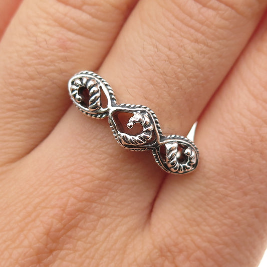 BARSE 925 Sterling Silver Vintage Swirl Oxidized Ring Size 8