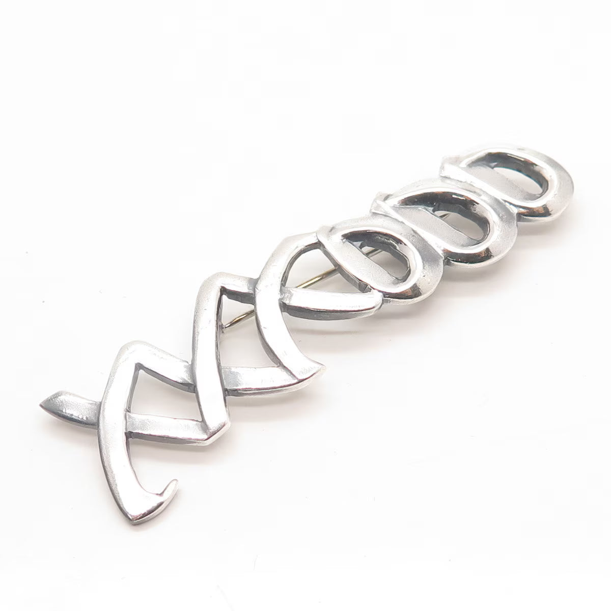 925 Sterling Silver Vintage Mexico "XO" Hugs & Kisses Pin Brooch