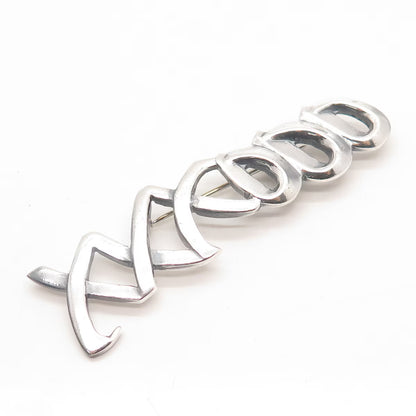 925 Sterling Silver Vintage Mexico "XO" Hugs & Kisses Pin Brooch