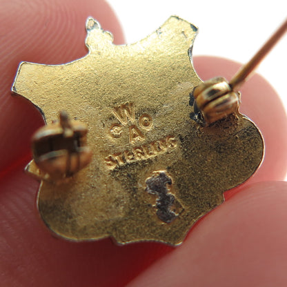 WACO 925 Sterling Silver Gold Plated Vintage Enamel Lutheran Sunday School Pin