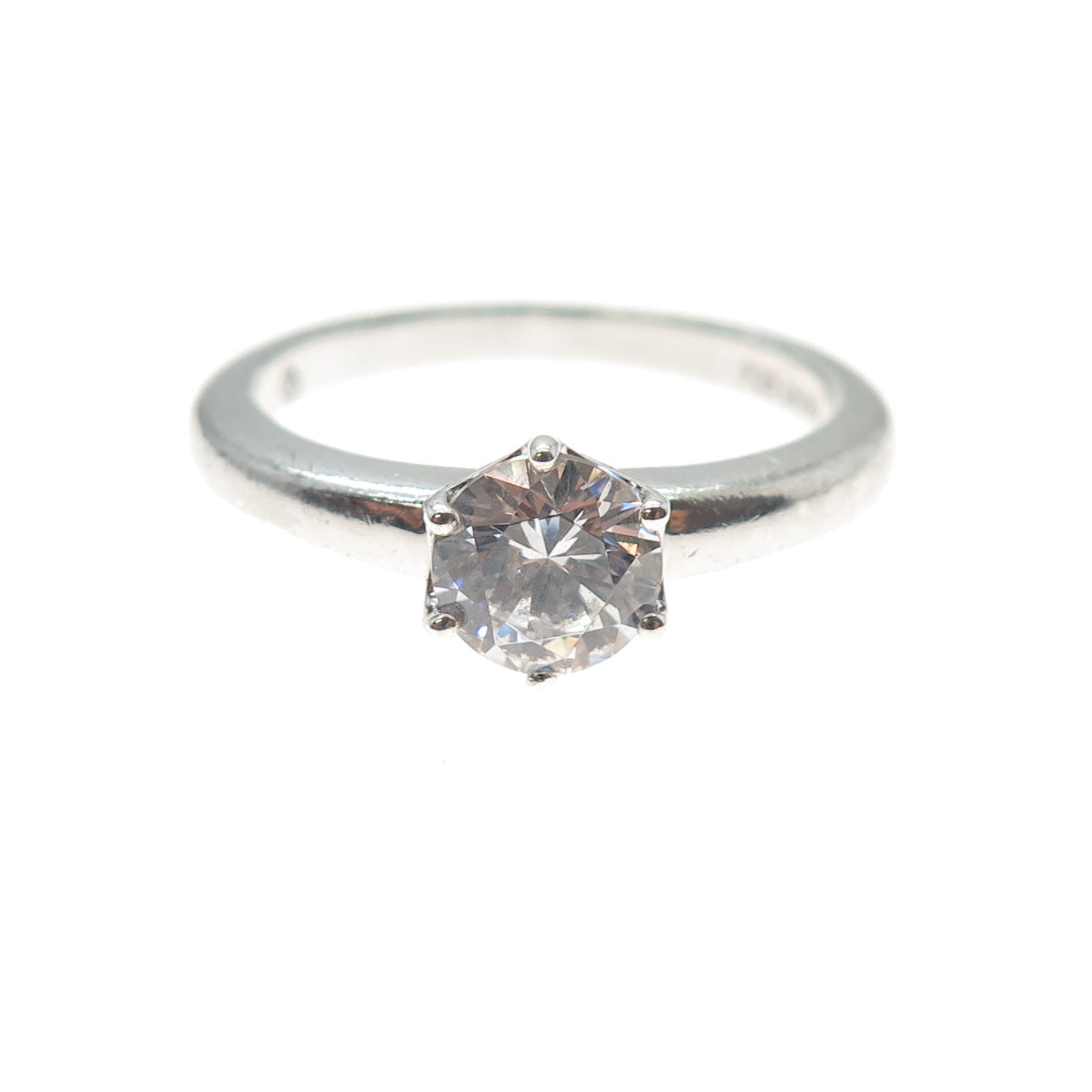 925 Sterling Silver Round-Cut C Z Engagement Ring Size 8.25