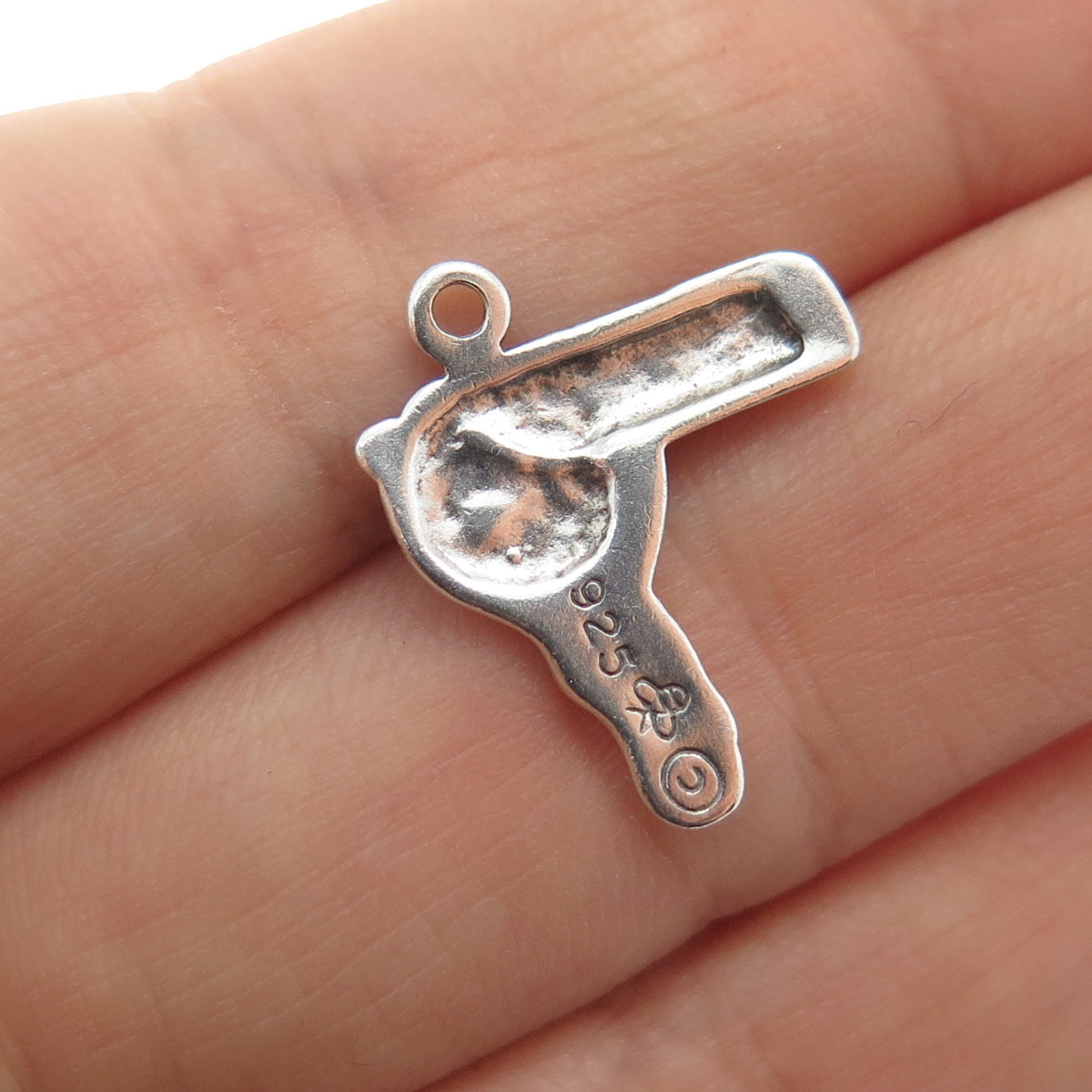 SHUBE 925 Sterling Silver Vintage Hair Dryer Oxidized Minimalist Charm Pendant