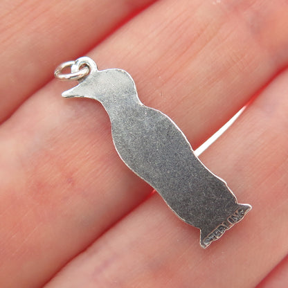 925 Sterling Silver Vintage Pinguin Oxidized Charm Pendant