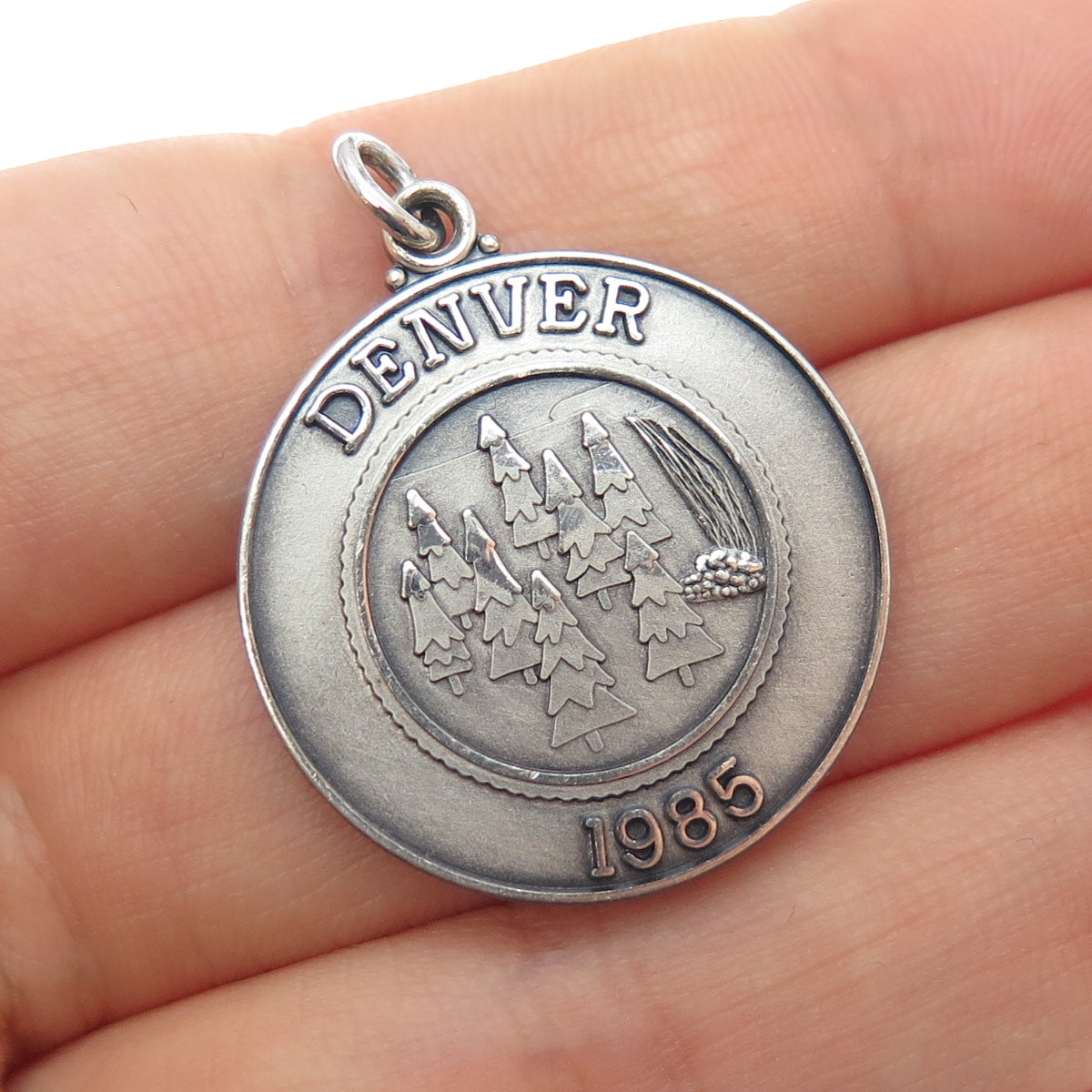 O.C. TANNER 925 Sterling Silver Vintage 1985 Denver Oxidized Charm Pendant