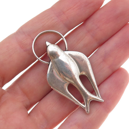 Fleming H. Revel 925 Sterling Silver Vintage Swallow Bird Oxidized Pin Brooch