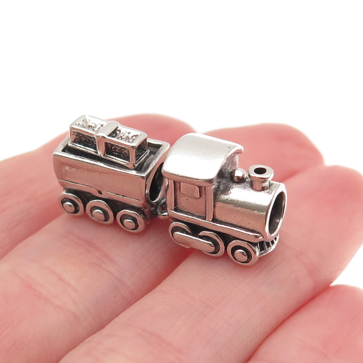 PANDORA 925 Sterling Silver Christmas Train Slide Double Bead Charm