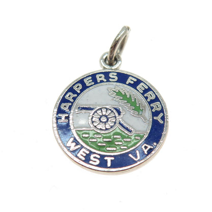 925 Sterling Silver Vintage Enamel Harpers Ferry West VA Charm Pendant