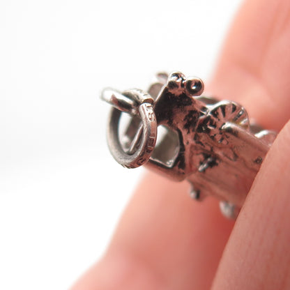 925 Sterling Silver Vintage Steam Engine Train 3D Mini Charm Pendant