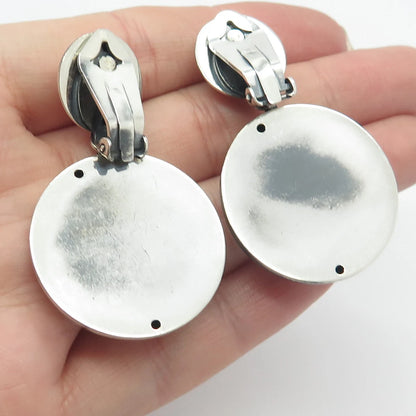 925 Sterling Silver Vintage Italy Round Dangling Earrings