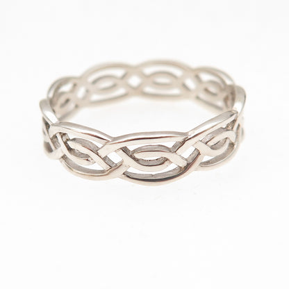 925 Sterling Silver Vintage Woven Band Ring Size 9.25