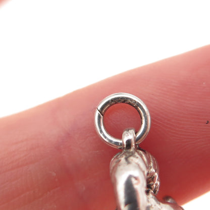 925 Sterling Silver Vintage Garden Gnome Oxidized 3D Charm Pendant