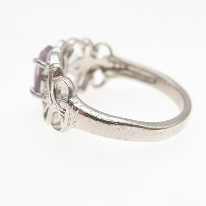 RJ Graziano 925 Sterling Silver Vintage Real Amethyst & C Z Ring Size 7.25