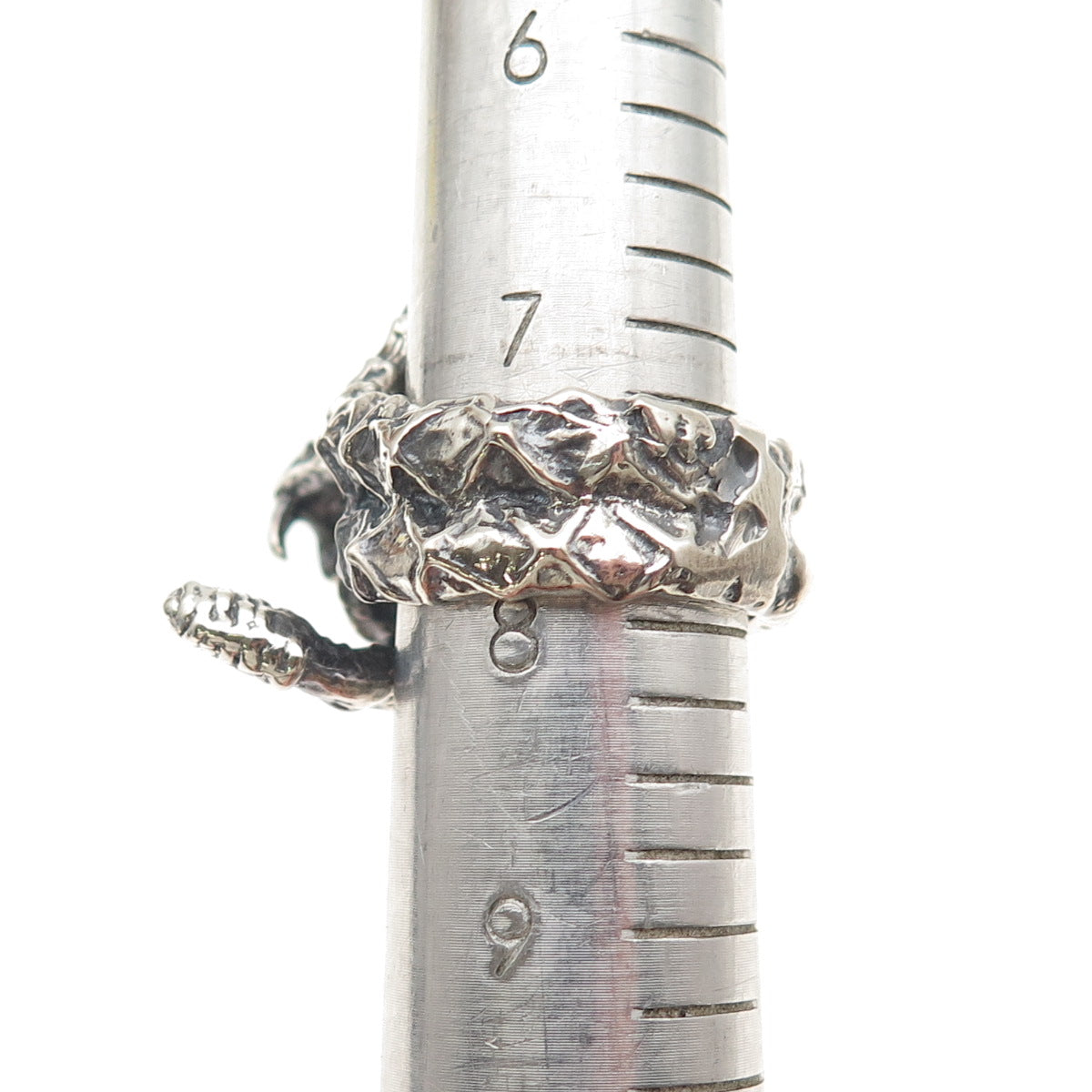 925 Sterling Silver Vintage Snake Oxidized Ring Size 8