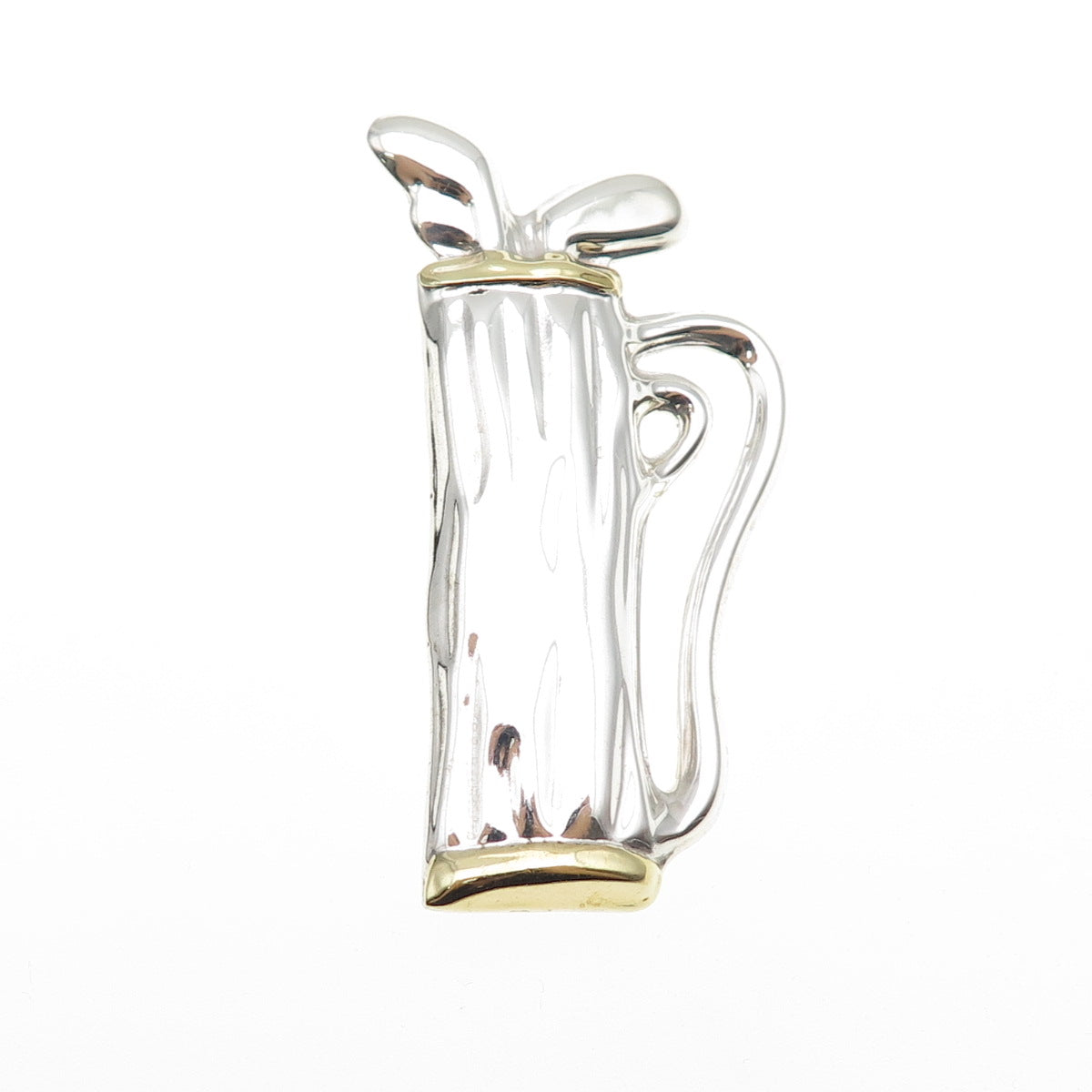 925 Sterling Silver 2-Tone Vintage Mexico Golf Club Pin Brooch