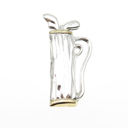 925 Sterling Silver 2-Tone Vintage Mexico Golf Club Pin Brooch