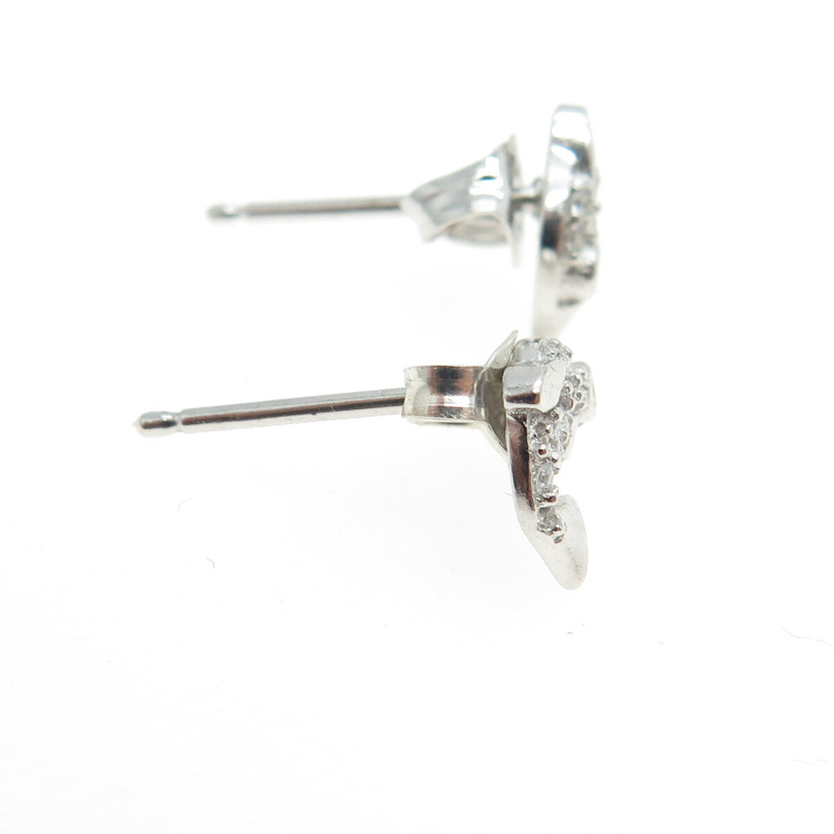 925 Sterling Silver Round-Cut Black & White C Z Friendly Dolphin Stud Earrings
