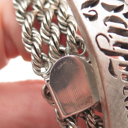 Rhythm 925 Sterling Silver Vintage Raymond Twisted Rope Link ID Bracelet 7.25"