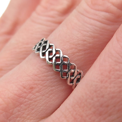 925 Sterling Silver Vintage Celtic Oxidized Band Ring Size 7.25