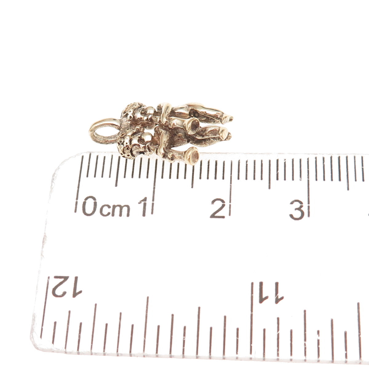 925 Sterling Silver Gold Plated Antique Art Deco Gemini 3D Charm Pendant