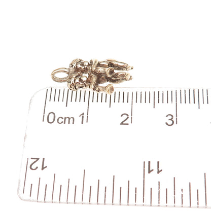 925 Sterling Silver Gold Plated Antique Art Deco Gemini 3D Charm Pendant