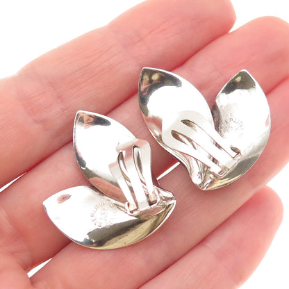 Aerre & Krogs Eftf Sterling Silver Vintage Denmark Calla Lily Clip On Earrings