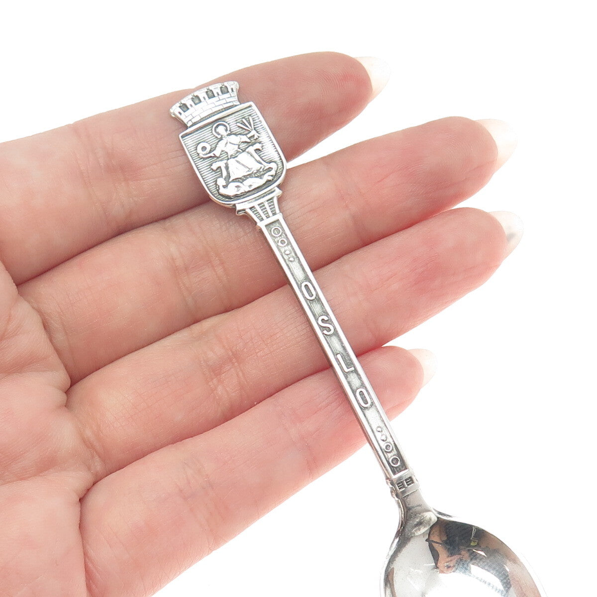 DAVID ANDERSEN 830S Silver Antique Norway Oslo States & Cities Coffee Spoon