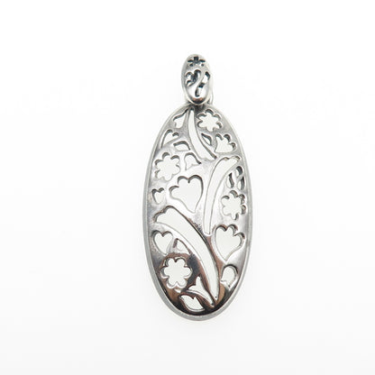 ROBERTO MARTINEZ 925 Sterling Silver Vintage Flower Oxidized Charm Pendant