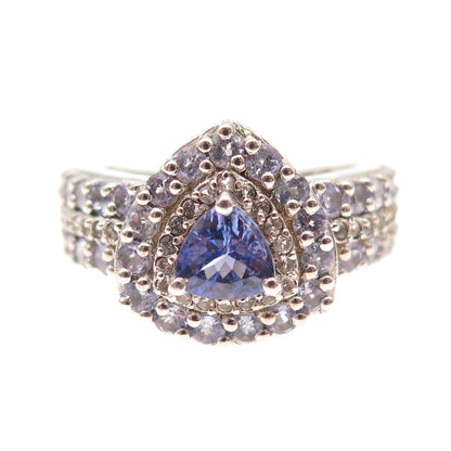 Chuck Clemency 925 Sterling Silver Real Tanzanite & White Topaz Ring Size 7