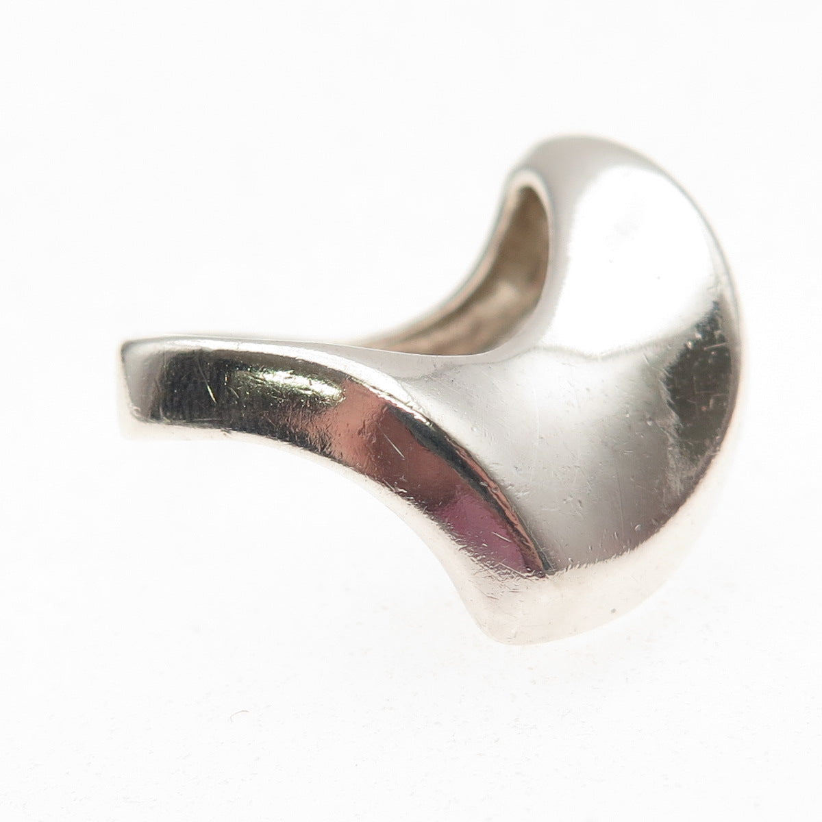 925 Sterling Silver Vintage Modernist Wavy Oxidized Ring Size 6.75