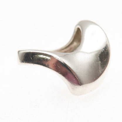 925 Sterling Silver Vintage Modernist Wavy Oxidized Ring Size 6.75